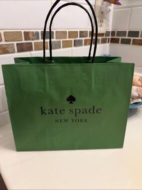 kate spade Forest Green Paper Tote with Black Logo